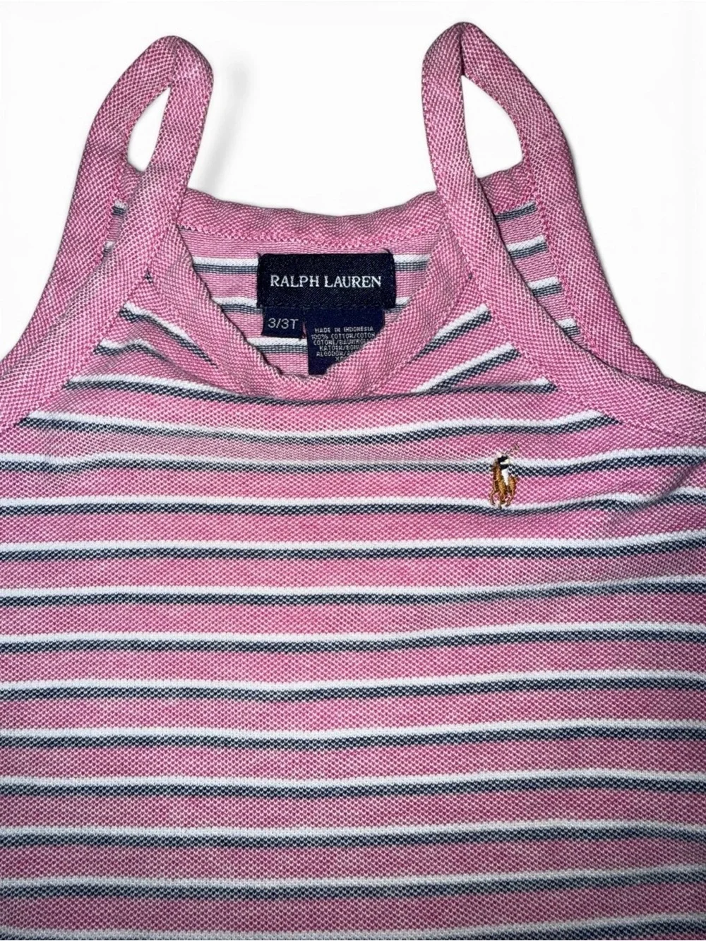 Ralph Lauren Pink and Navy Striped Tank Dress for Girls